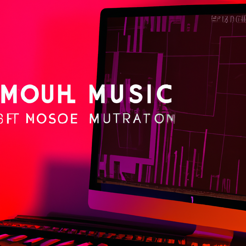 Studio desk with waveform UI